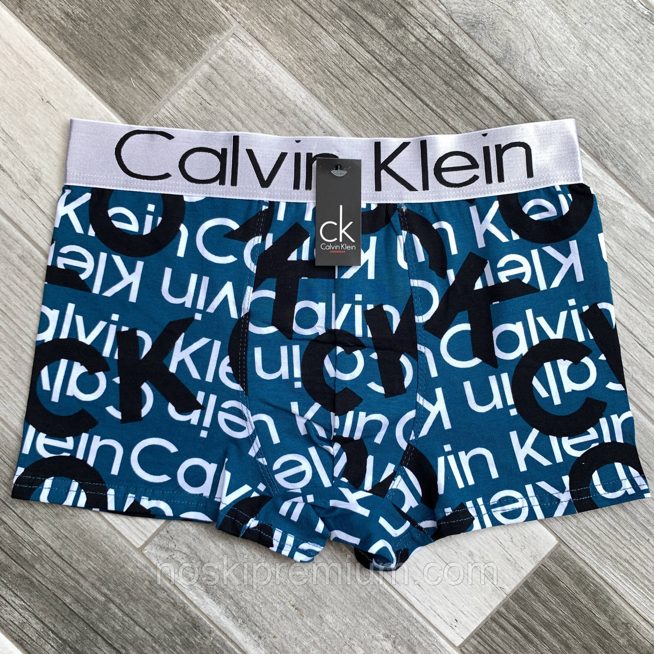 Труси чоловічі боксери бавовна Calvin Klein 08, бірюзові, розмір L (46-48), 09184