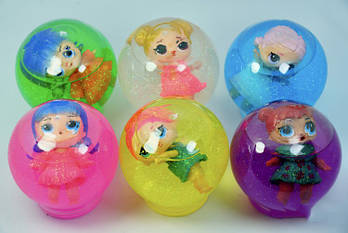 Слайм, лизун, набір різнобарвний "Лола" 6х5 см, іграшка дитяча антистрес, набір 6 шт.