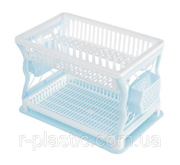 Сушка для посуду R-Plastic 2 ярусу 43*29*27,5 см блакитна