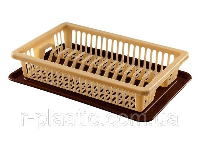 Сушарка для посуду R-Plastic 1 ярус 43*29*8 см бежево-коричнева