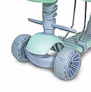 Самокат триколісний SCOOTER SMART 5 В 1 м'ятний з бортиком і батьківською ручкою, фото 3