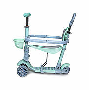 Самокат триколісний SCOOTER SMART 5 В 1 м'ятний з бортиком і батьківською ручкою, фото 2