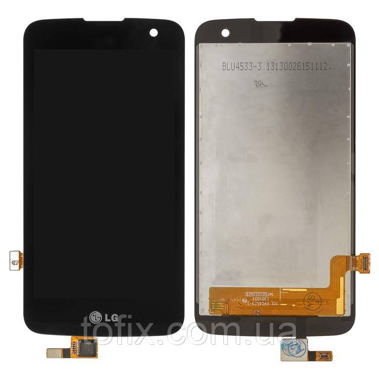 Дисплей для LG K4 K120E, K130E, VS425, модуль в зборі (екран і сенсор), чорний, оригінал