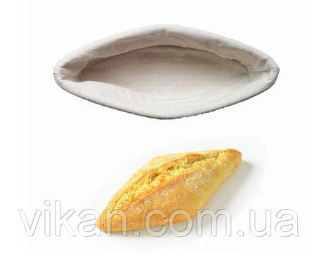 Кошик для розстоювання хліба з ротанга у формі "човники", (29*12*8) з чохлом із льону