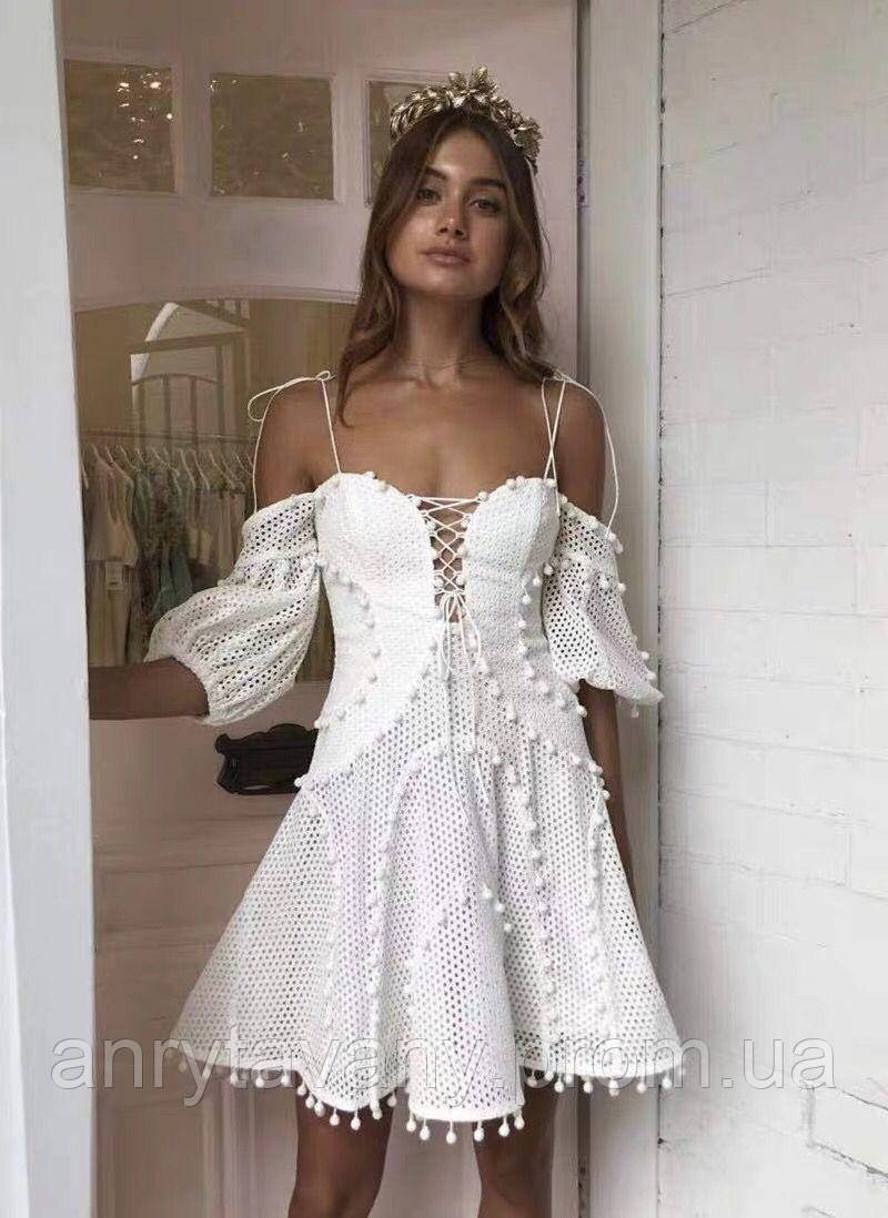 Платье Женское Летнее Белое с Открытыми Плечами — Купить Недорого на ...