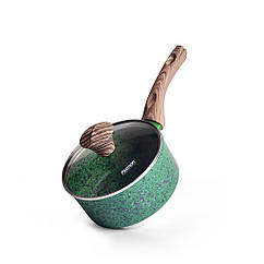 Ківш зі скляною кришкою "Malachite" 16х7.8 см/1.4 л алюмінієвий з антипригарним покриттям EcoStone Fissman