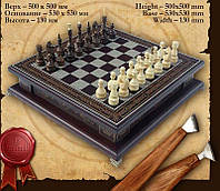 Шахматы нарды подарочные деревянные 50x50x13 см. темные 090031