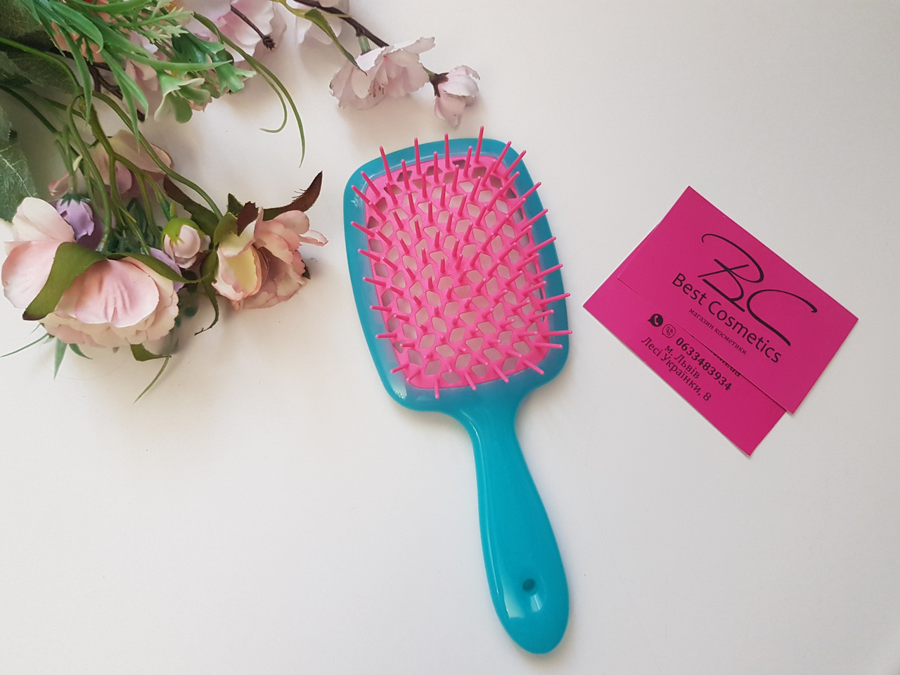 Гребінець для волосся Janeke Superbrush (рожево-синя)