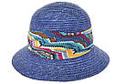 Капелюх із соломи синій із різнобарвною стрічкою, фото 5