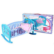 KM4524 Іграшка Колиска тм ТехноК: простирадло, подушка і ковдра 45 х 34 х 27 см, фото 4