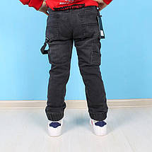 5816-3 Детские джинсы джоггеры для мальчика серые тм Resser Denim размер 4-5 лет, фото 2