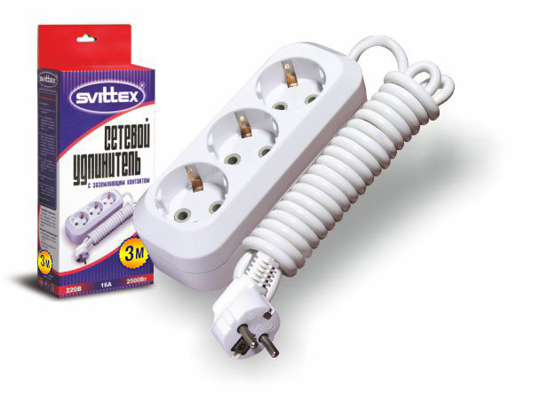 Подовжувач 3 м "SVITTEX" 2500 Вт 220 В 16 А із заземленням