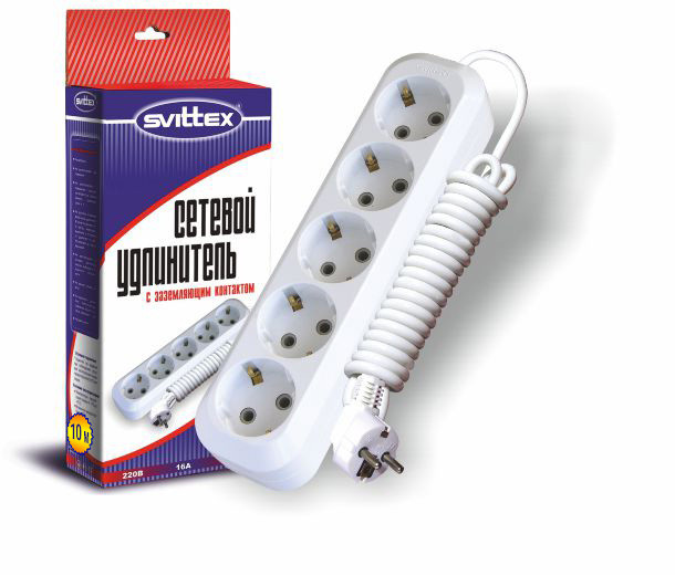 Подовжувач 10 м "SVITTEX" 2500 Вт 220 В 16 А (заземлення)