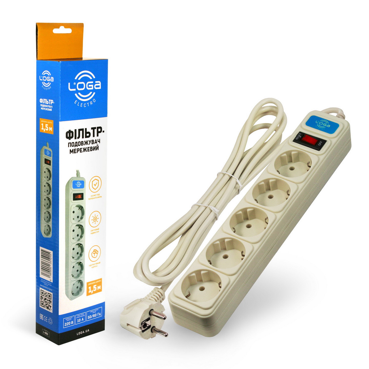 Мережевий фільтр "LOGA" 1.5 м