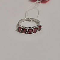 Кольцо из серебра родированное с красными цирконами Британи