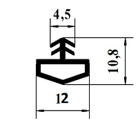 Уплотнитель для межкомнатных дверей 12мм под паз 3-4мм
