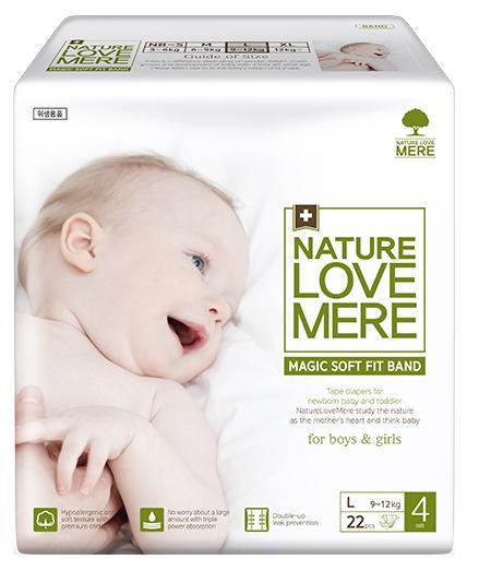 NATURE LOVE MERE — Підгузки дитячі, серія MAGIC SOFT FIT, розмір L, 22 шт., 9-12 кг