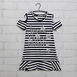 Туніка для дівчинки в смужку, короткий рукав, малюнок Зірки, Breeze