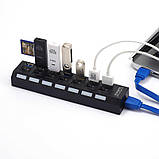 USB Hub 3.0 на 7 портів із блоком живлення Fast.hub Чорний (UH-19491), фото 3