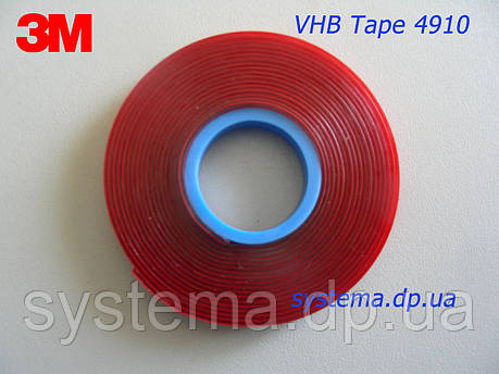3M™ VHB™ 4910F - Двосторонній монтажний скотч 3M (акриловий клей в стрічці) прозорий, 25,0х1,0 мм, рулон 3 м, фото 2