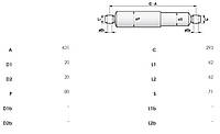 Амортизатор прицепа WEWELER, ZORZI, BATTAGLINO, MERITOR ( Hmax 431/Hmin 293, 20x62/20x62 ) ( SABO ) 890446