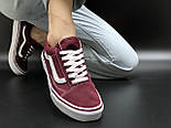 Чоловічі і жіночі кеди Vans old school бордові Ванс. Живе фото. топ (ванс олд скул, vans old skool), фото 3