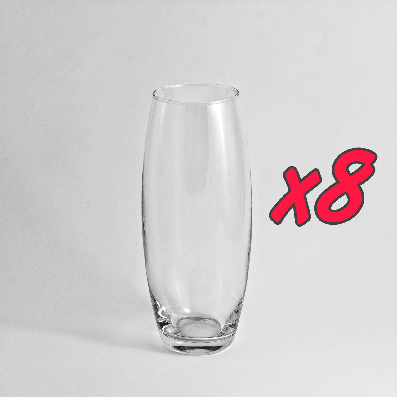 Набір прозорих ваз Оріон h 25 d 9 8шт Ваза прозора скляна Оріон h 25 d 9 . Набір 8шт, фото 1