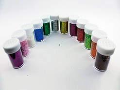 Гліттер декоративні блискітки 12x12г 12 кольорів, для нігтів нейл-арту