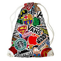 Рюкзак-мешок Логотипы 33*45 см (RM_LP011_WH)