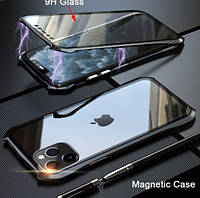 Магнитный чехол со стеклянной передней и задней панелью для Iphone 11 Pro (MWC32)
