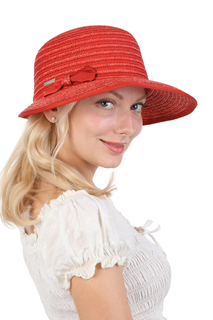 Капелюх із натуральної соломи червоний, фото 1