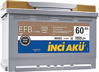 Акумулятор Inci Aku Nanogold Start-Stop EFB 60Ah/560A R+ Автомобільний L2 060 056 013 АКБ Туреччина НДС