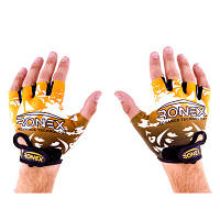Рукавички вело,фітнес Ronex Lycra+Amara, принт S, Жовті