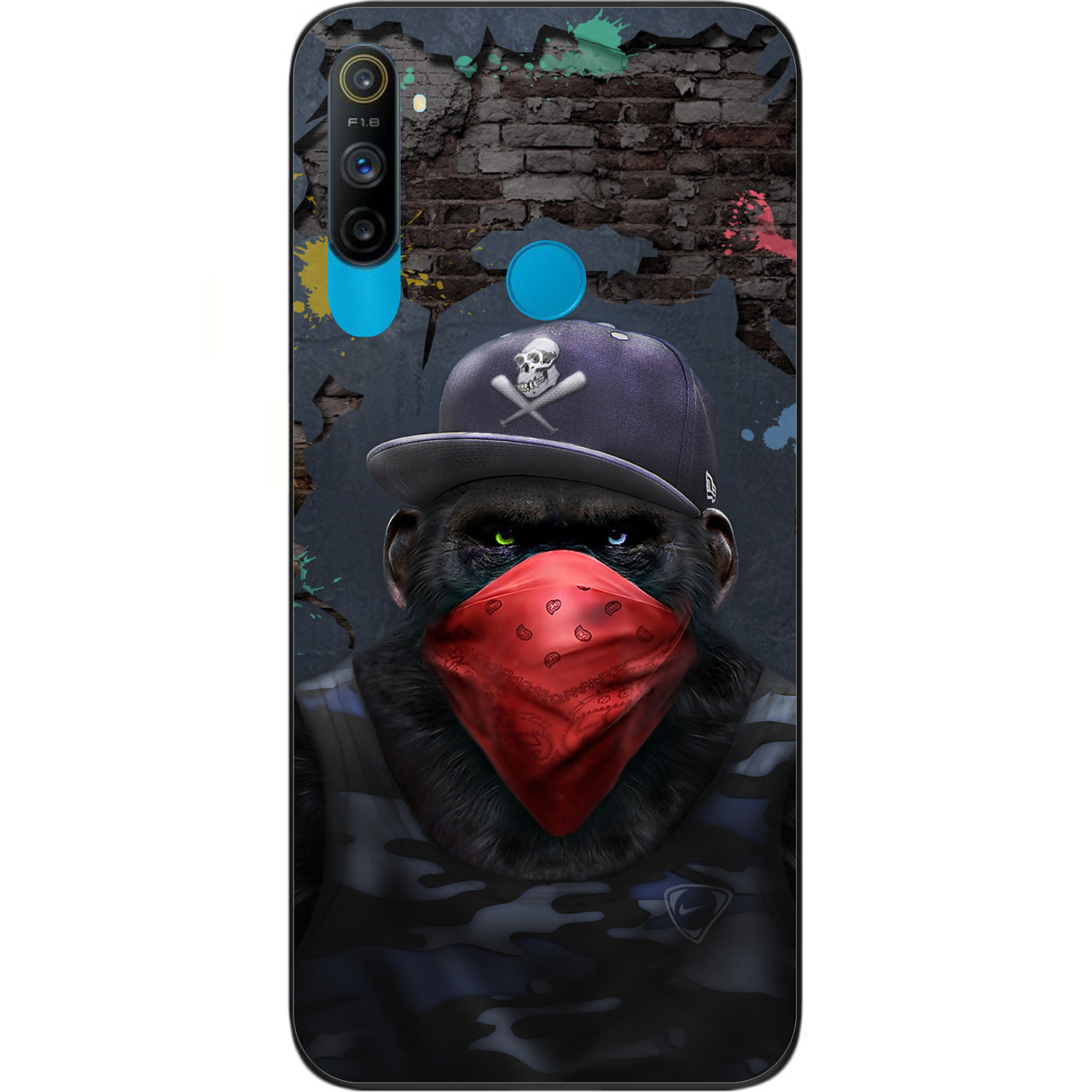Чохол з картинкою силіконовий для Realme C3 Мавпа в кепці