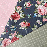 Бавовняний сатин рожеві троянди на сірому, ш. 160 см, фото 5