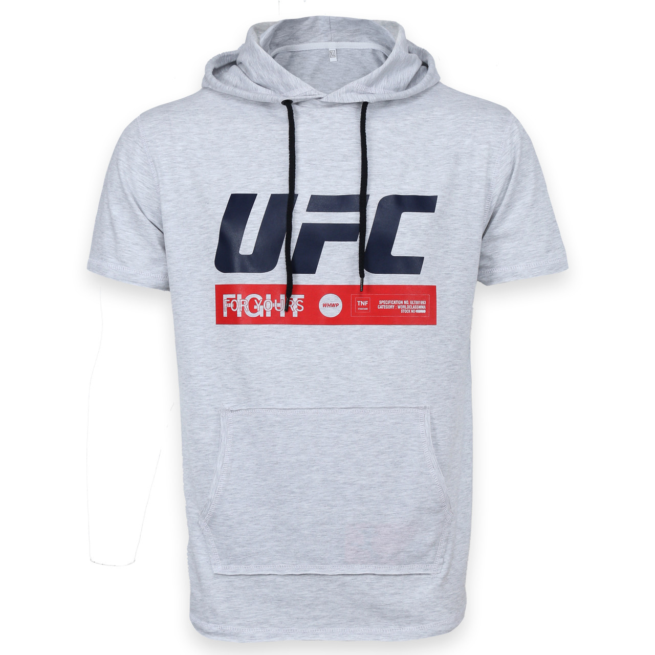 Футболка спортивна біла меланж UFC "FIGHT" з капюш Ф-300 WTGRI XL (Р) 20-914-020, фото 1