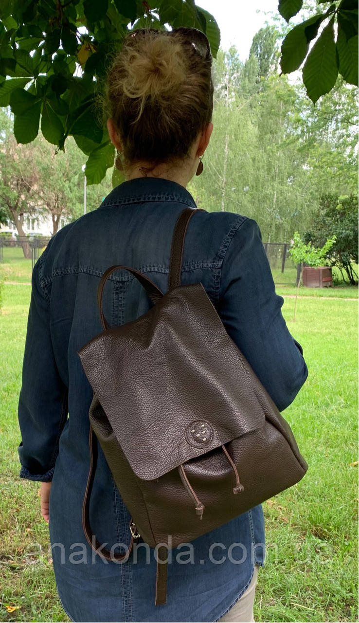 664 Натуральна шкіра Міський А-4+ рюкзак шкіряний коричневий рюкзак жіночий із натуральної шкіри коричневи А4+