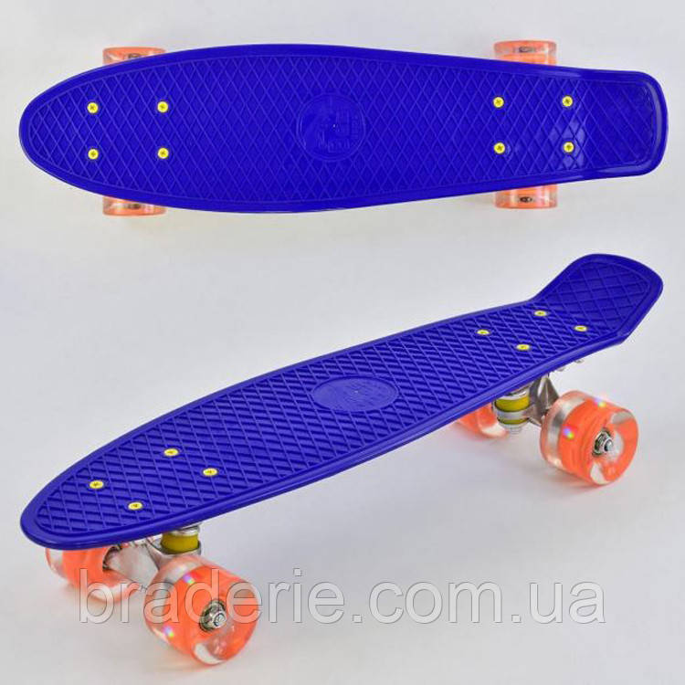 Дитячий скейт Best Board Пенні борд з підсвіткою коліс (синій)