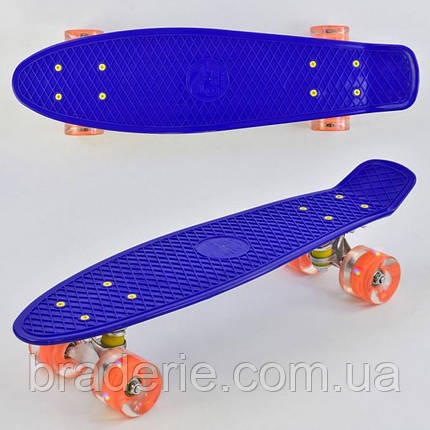 Дитячий скейт Best Board Пенні борд з підсвіткою коліс (синій), фото 2