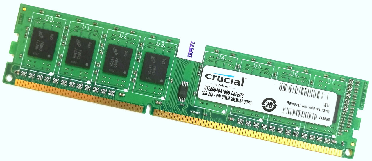 Оперативна пам'ять Crucial DDR3 2Gb 1600MHz PC3 12800U CL11 Б/В MIX