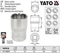 Головка торцевая Spline 1/2" M17х38 мм Польша YATO YT-14829