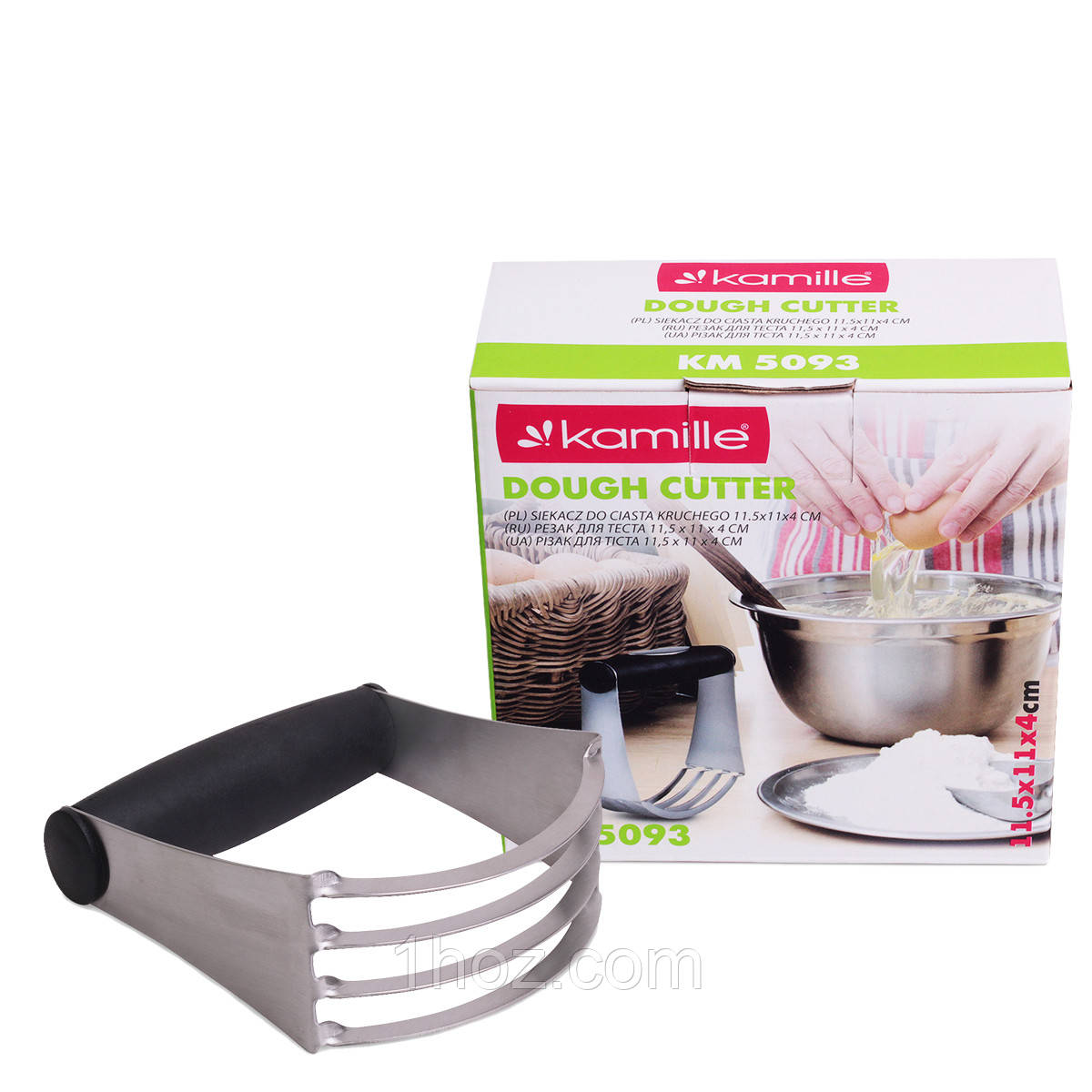 Різак для тіста Kamille KM-5093 11,5х11х4 см Різак подрібнювач для пісочного тіста Різак з нержавіючої сталі, фото 1