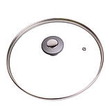 Кришка скляна Kamille 24см з металевим обідком KM-0824GR, фото 2