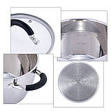 Набір посуду з нержавіючої сталі Kamille KM-5634S 12 предметів 1.8л 2.5л 3.8л 5.8л Каструлі з нержавійки, фото 6