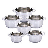 Набір каструль Kamille KM-5640S 12 предметів Каструлі з нержавіючої сталі Каструля з кришкою, фото 9