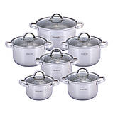 Набір каструль Kamille KM-5640S 12 предметів Каструлі з нержавіючої сталі Каструля з кришкою, фото 10