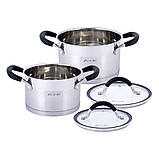 Набір каструль з нержавіючої сталі Kamille KM-5751 4 предмети 2.0л 2.7л Комплект каструль Каструля з кришкою, фото 6