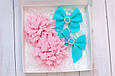 Набір резинки - банти для волосся, для дівчинки м'ятно-рожевий 260 об, фото 4