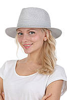 Женская шляпа федора светло-серая