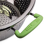 Друшляк з нержавіючої сталі Kamille KM-4358 Фіолетовий 24см Друшляк з двома силіконовими ручками, фото 4